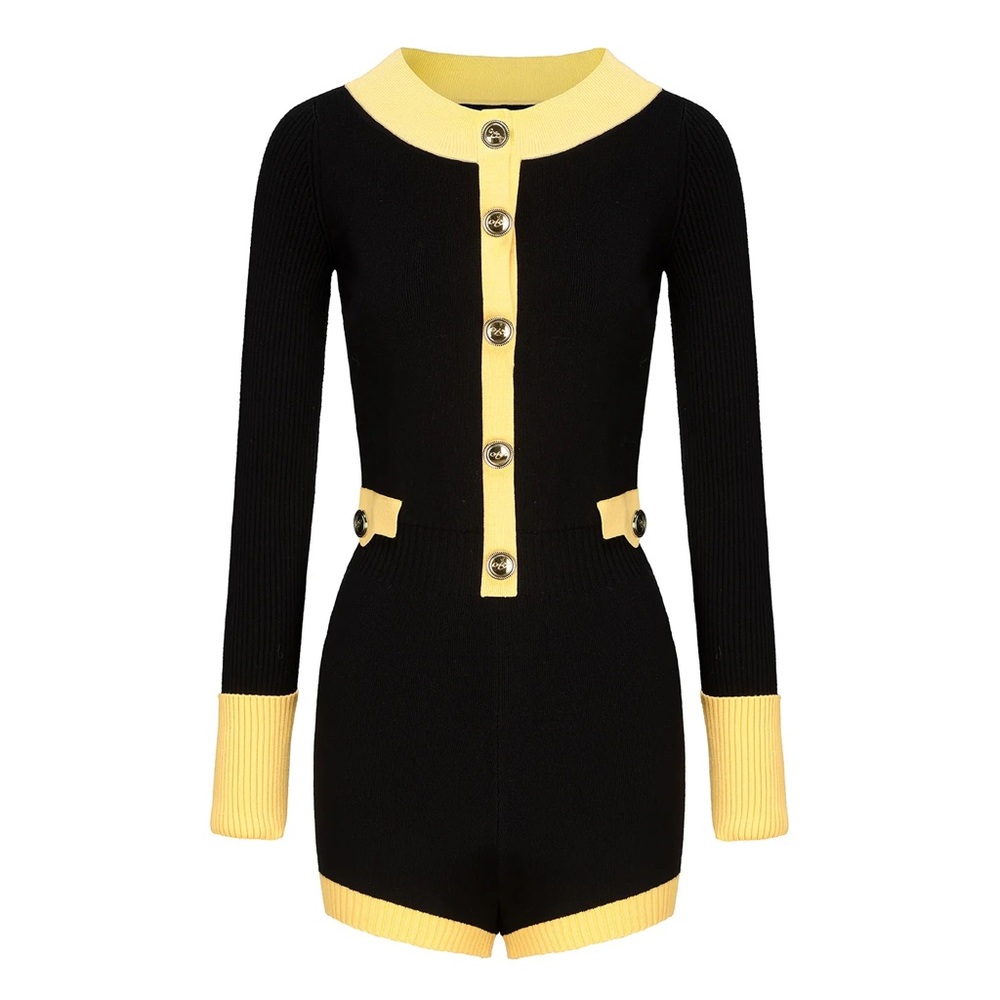 Brand New Elegant Nana Jacqueline Black and Yellow Jumpsuit Small